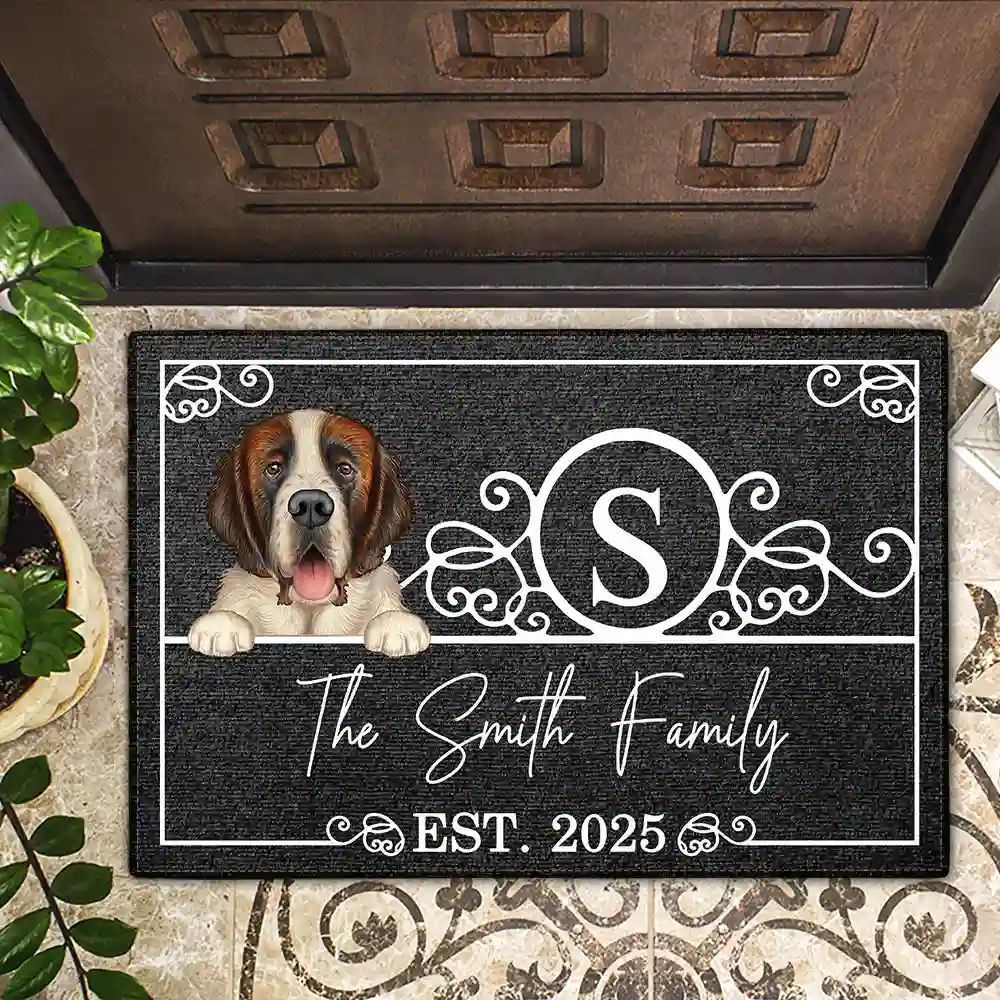 Monogram Family Name Dog Cat Pet - Personalized Doormat - Image 2