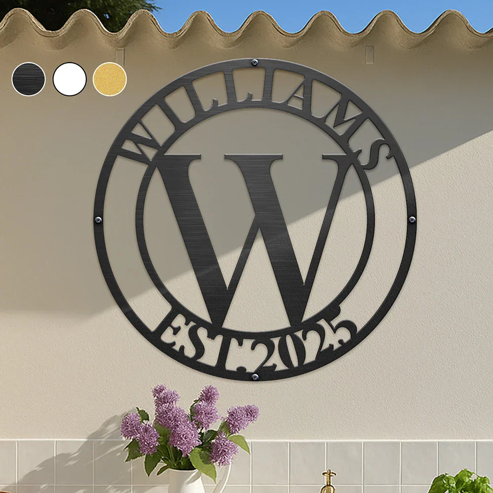 Monogram Family Name - Personalized Cutout Metal Sign