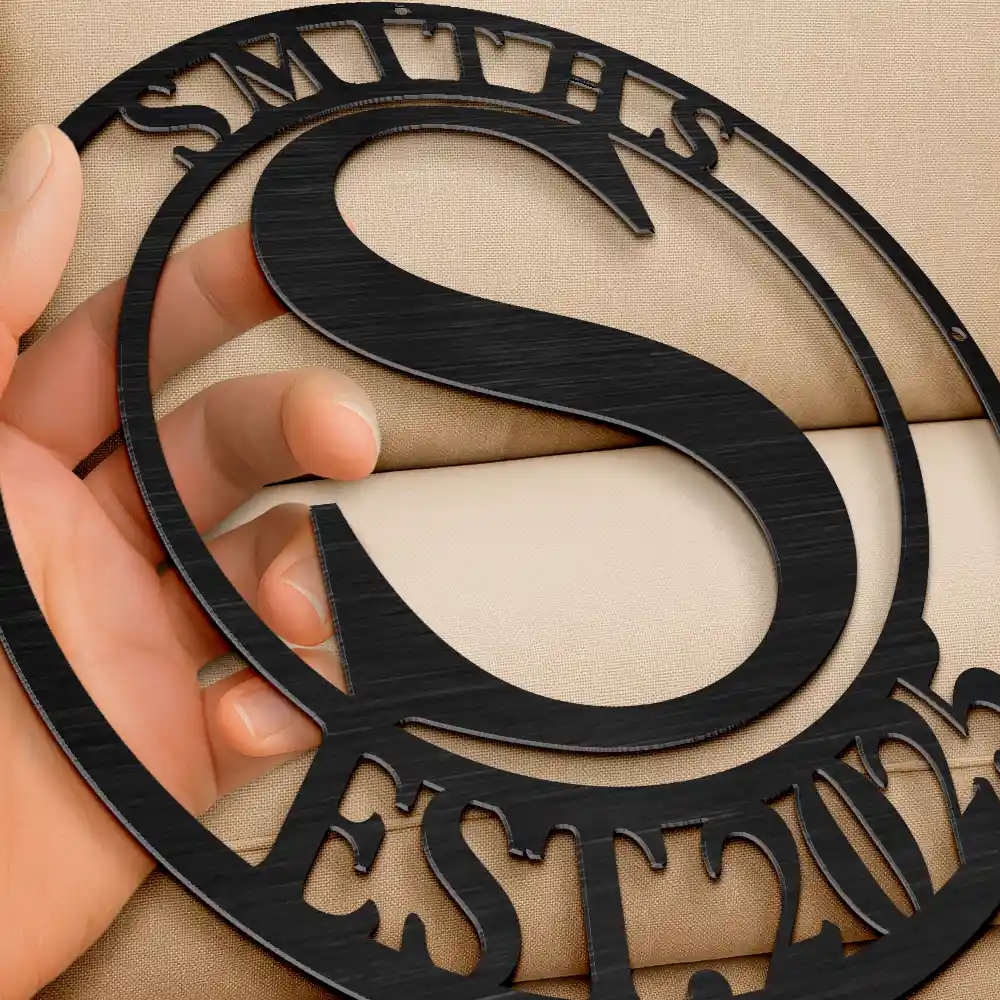 Monogram Family Name - Personalized Cutout Metal Sign - Image 3