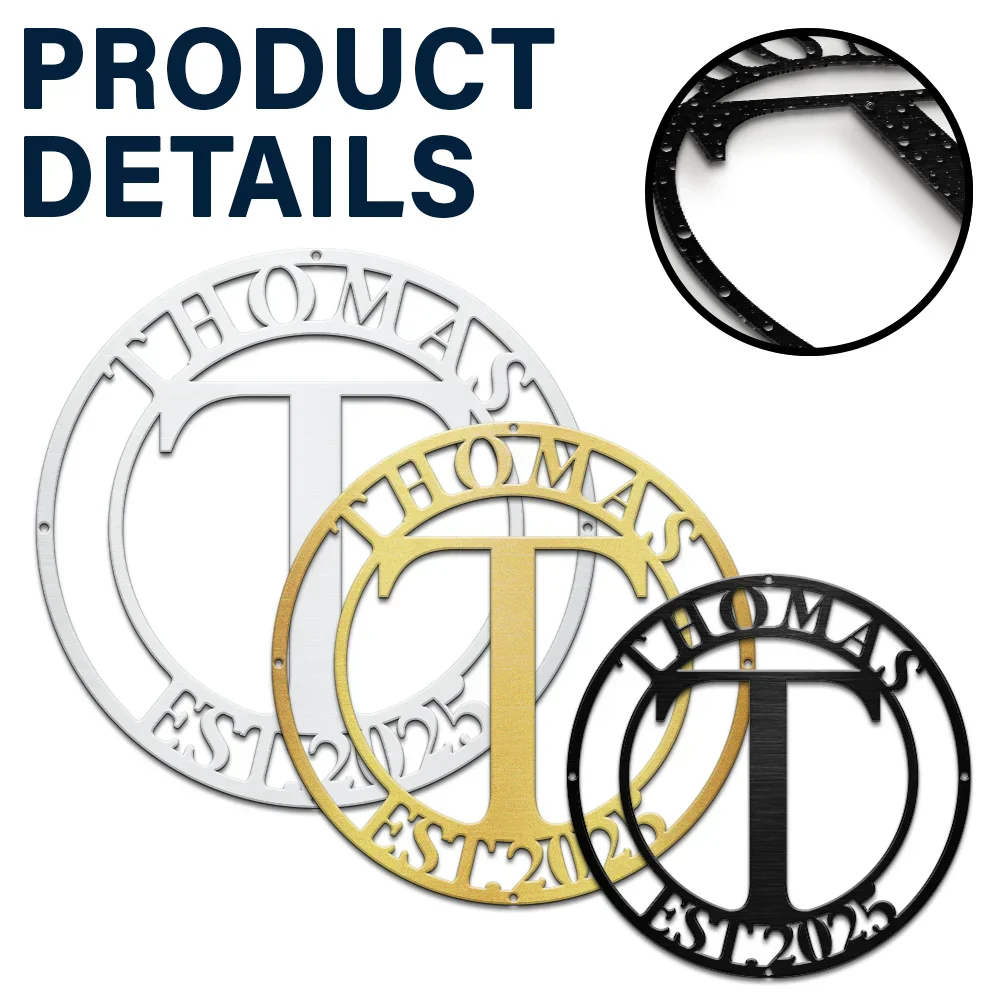 Monogram Family Name - Personalized Cutout Metal Sign - Image 5
