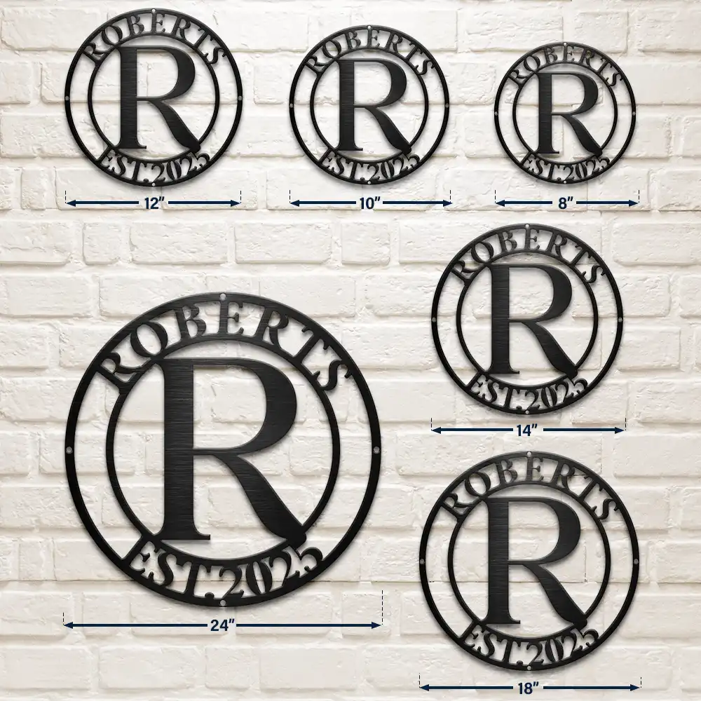 Monogram Family Name - Personalized Cutout Metal Sign - Image 6