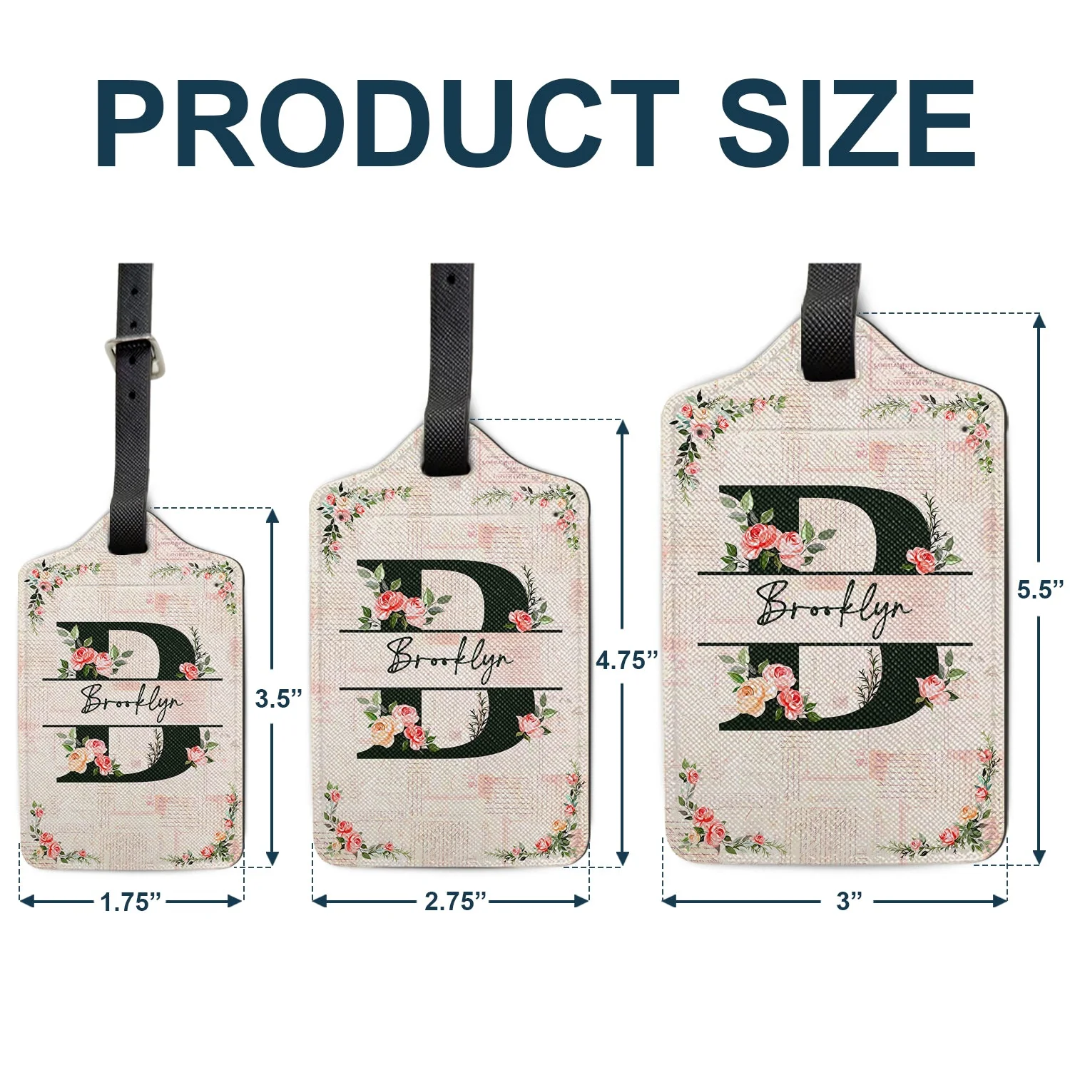 Monogram Floral - Birthday Gift For Her, Vacation Lovers - Personalized Luggage Tag - Image 5