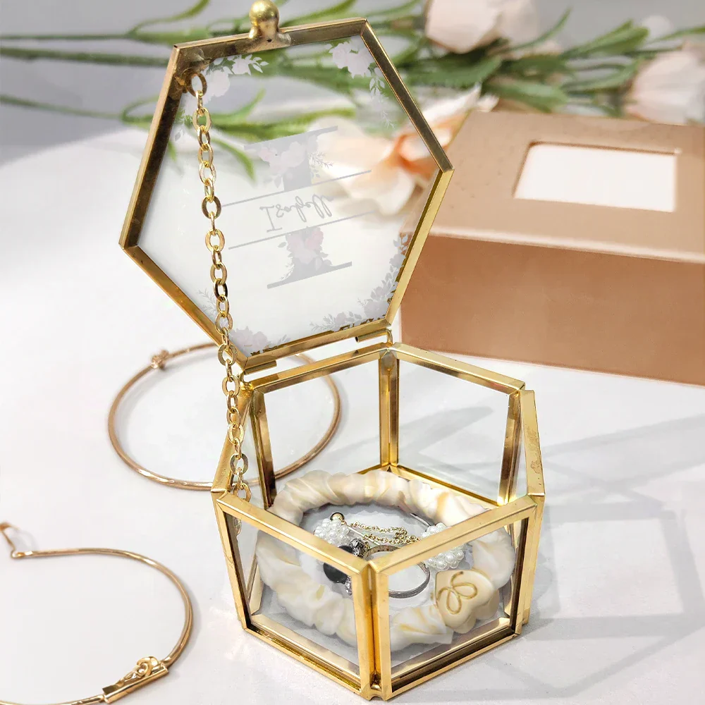 Monogram Floral - Personalized Glass Jewelry Box - Image 4