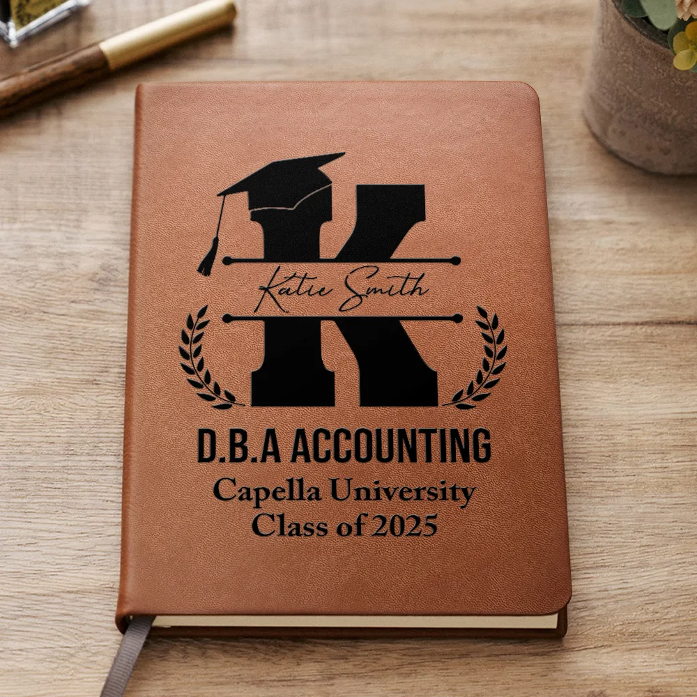 Monogram Graduation Ceremony - Graduation Gift, Gift For Friends - Personalized Leather Journal