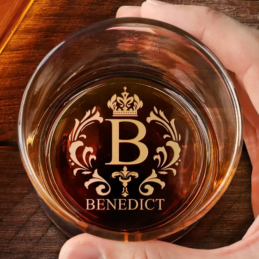 Monogram Initial Name Anniversary Gift For Him - Personalized Engraved Whiskey Glass - Image 2