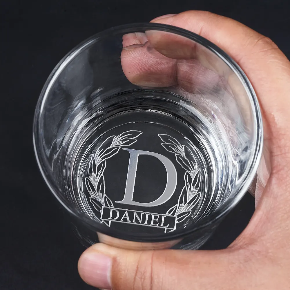 Monogram Initial Name Anniversary Gift For Him - Personalized Engraved Whiskey Glass - Image 4