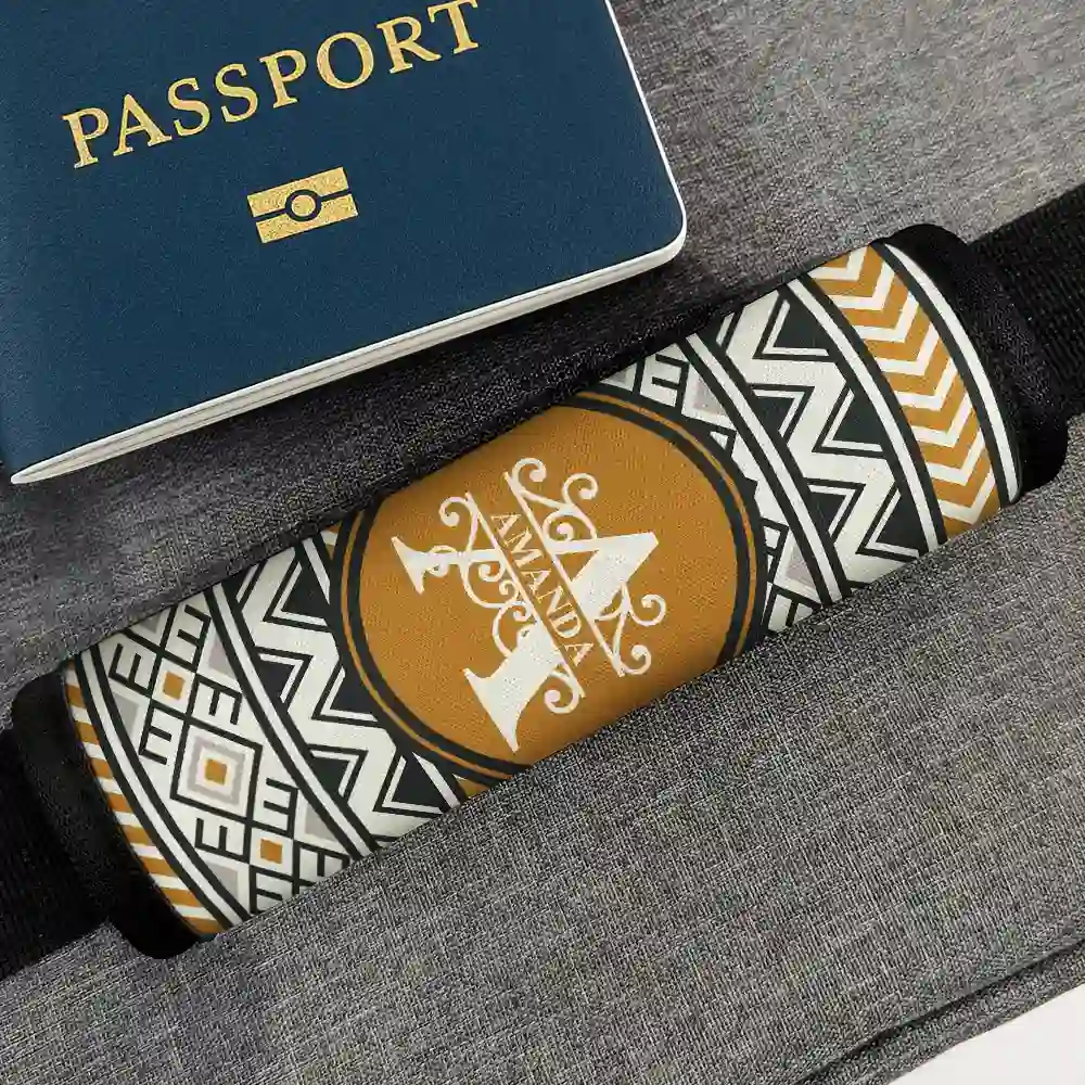 Monogram Initial Tribal Pattern - Personalized Luggage Handle Wrap - Image 4