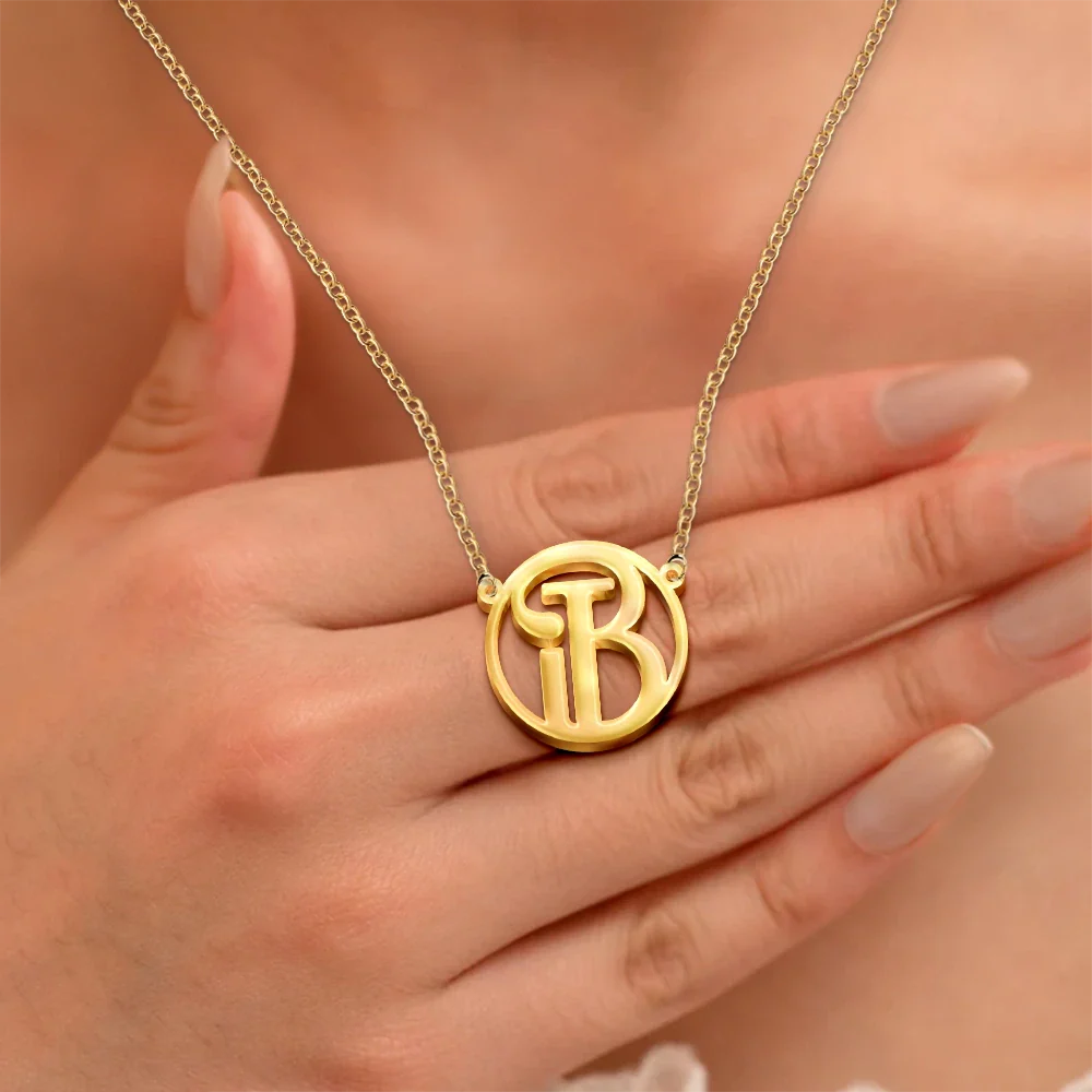 Monogram Interwined Initials Couple - Personalized Letter Necklace - Image 3