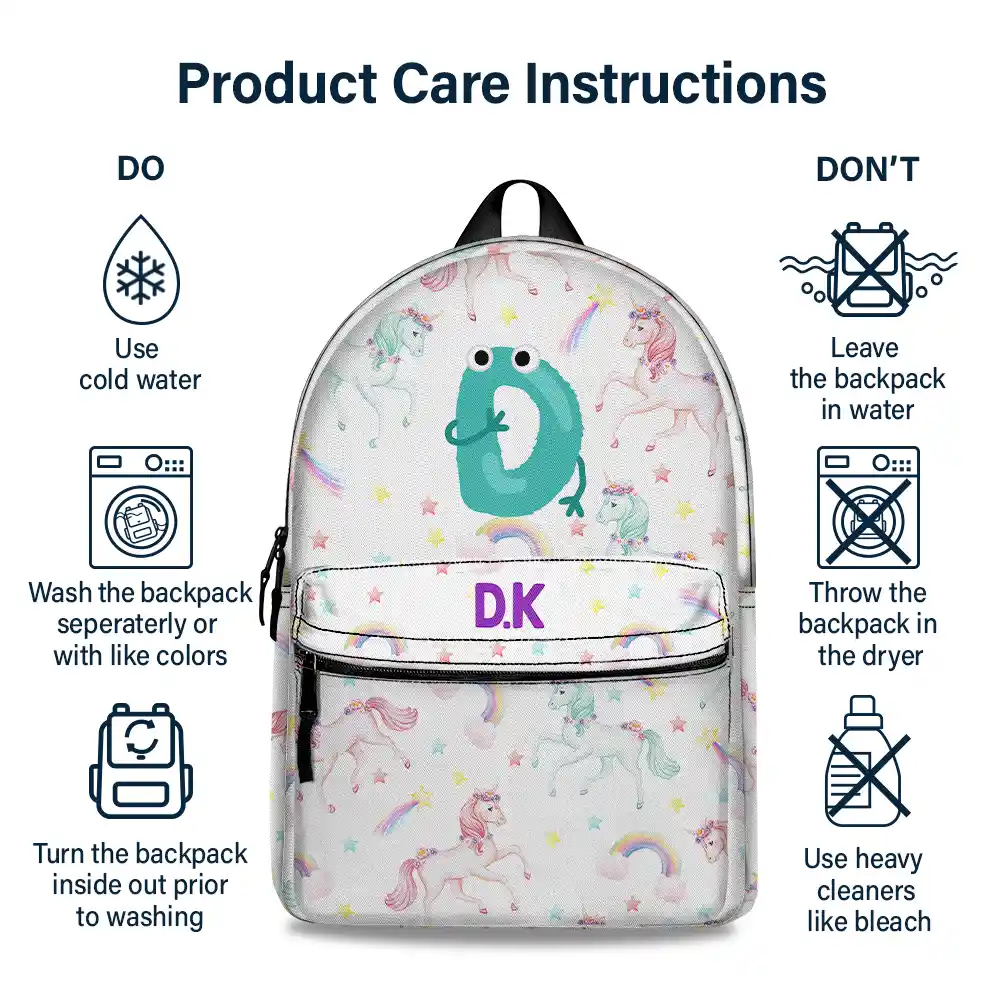 Monogram Letter School - Personalized Canvas Backpack - Image 6