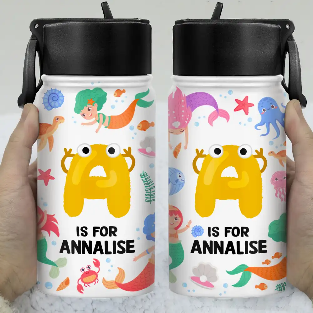 Monogram Letter Unicorn Butterfly Dino Animals - Personalized Kids Water Bottle - Image 3