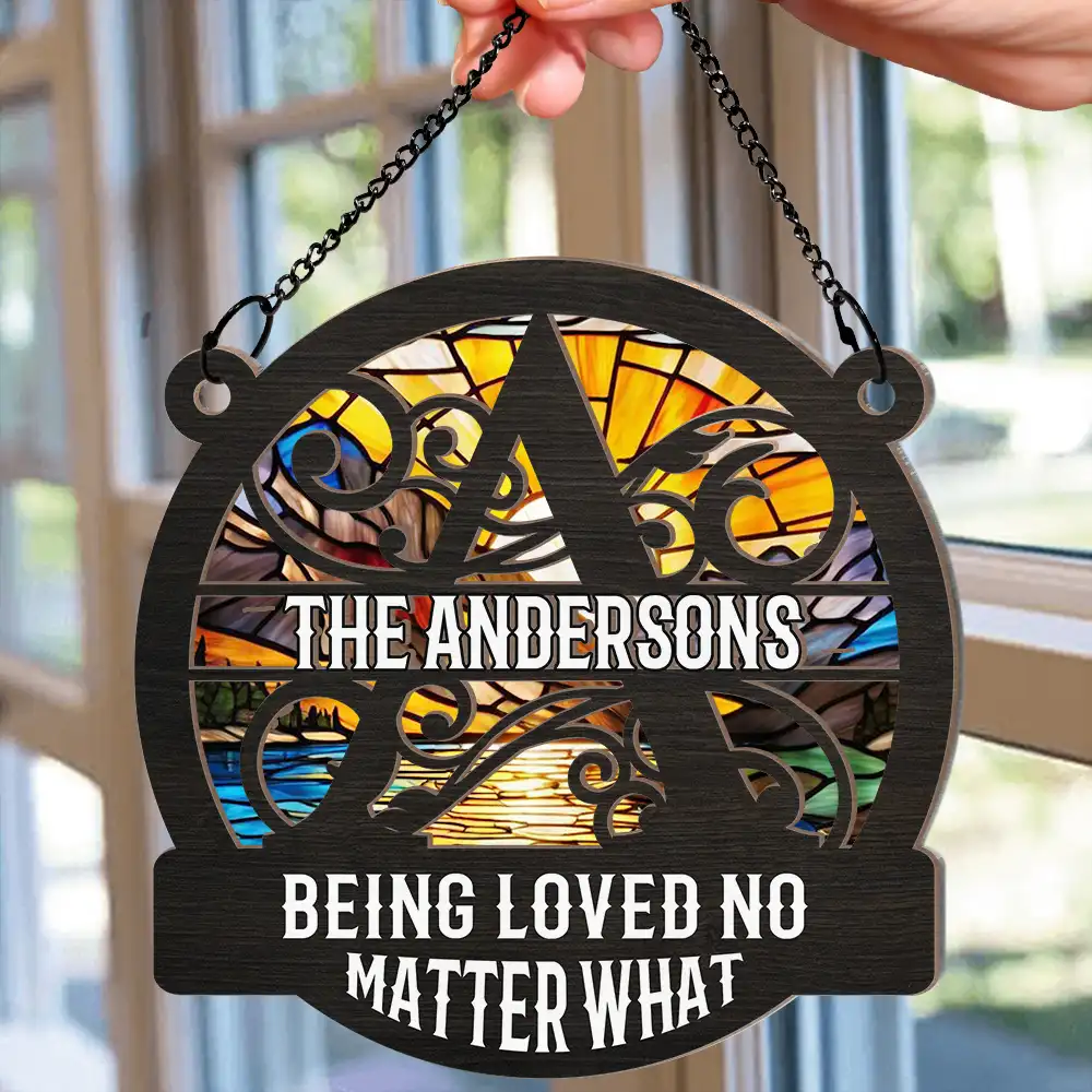 Monogram Love Never Ends - Personalized Window Hanging Suncatcher Ornament - Image 2