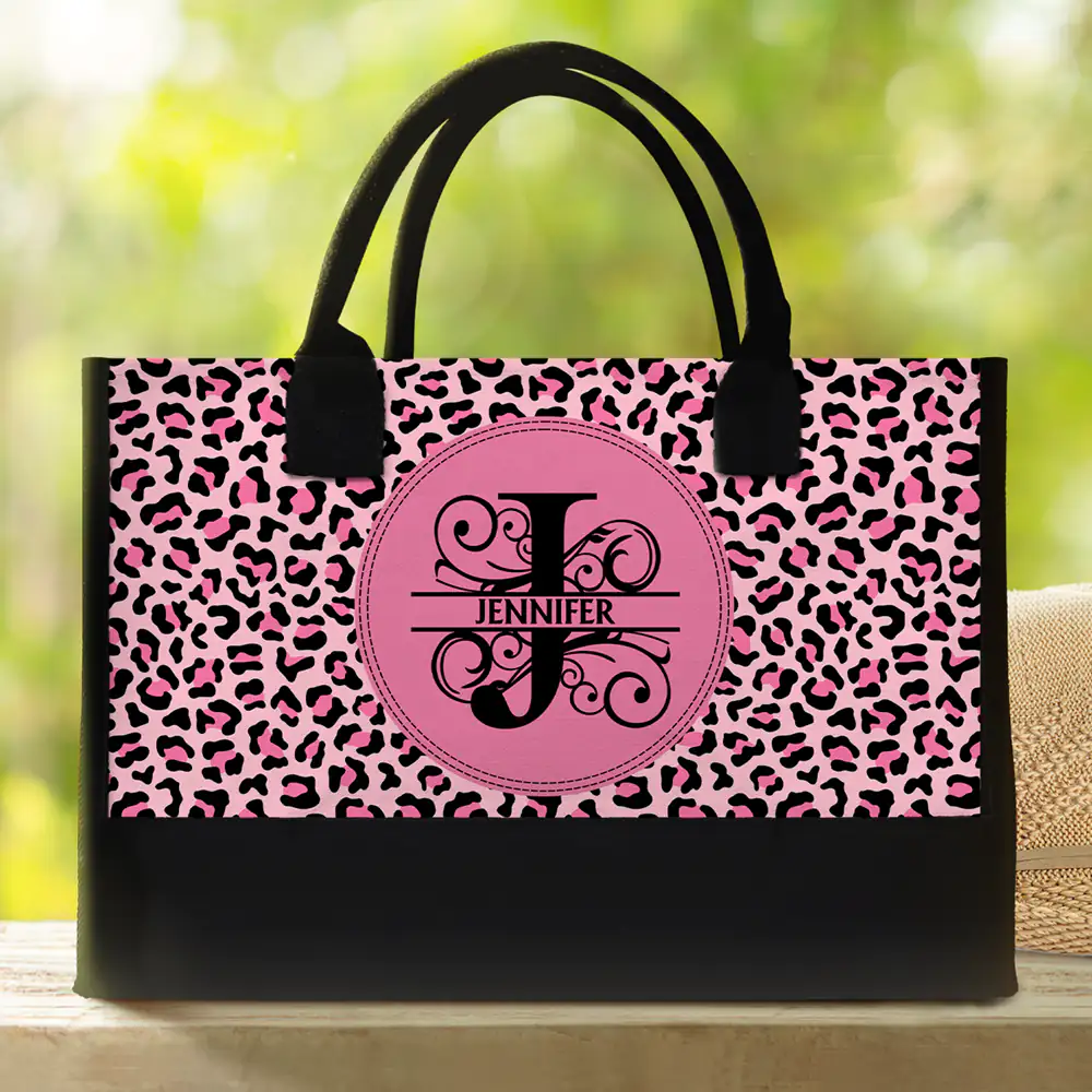 Monogram Name Custom - Personalized Canvas Tote Bag - Image 2