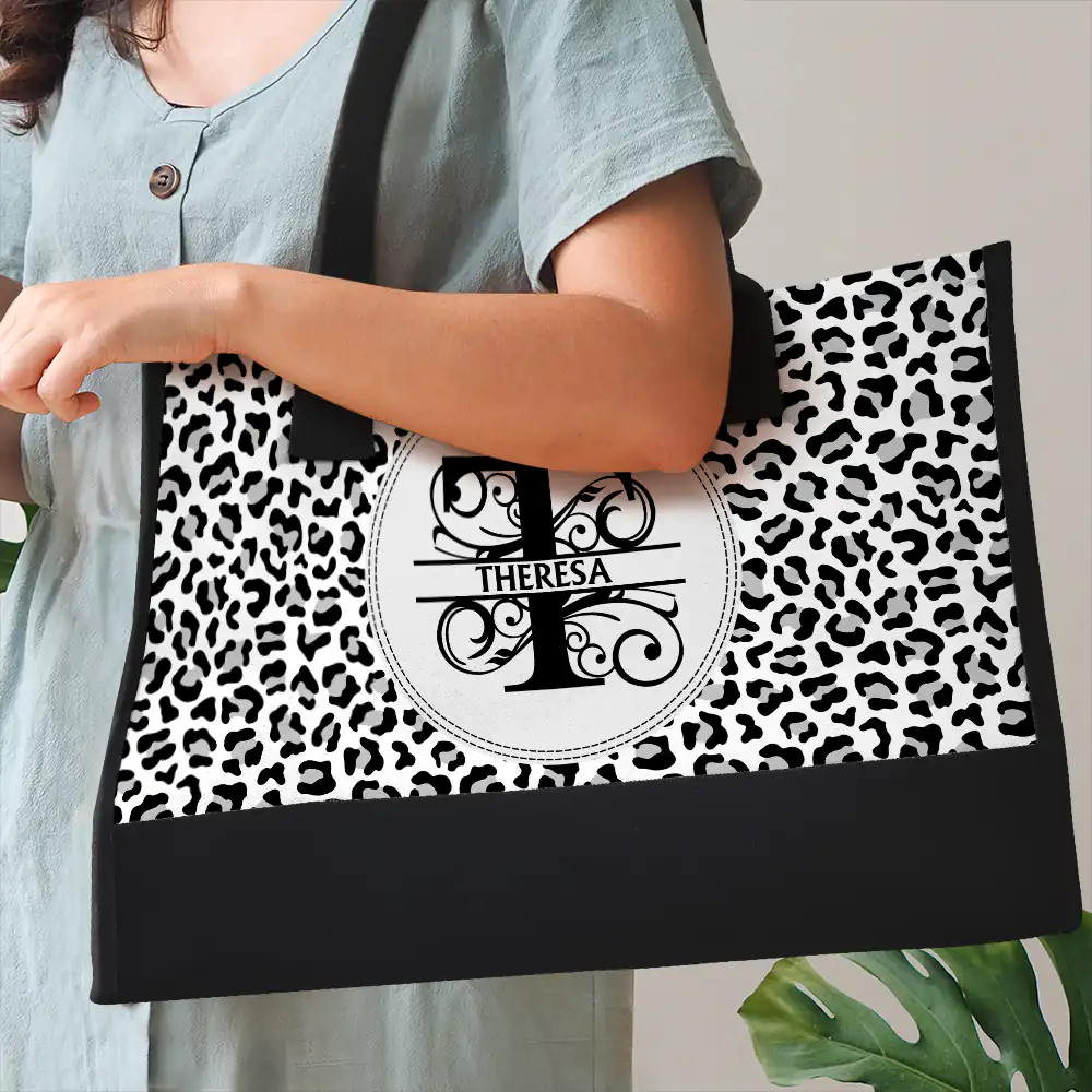 Monogram Name Custom - Personalized Canvas Tote Bag - Image 3