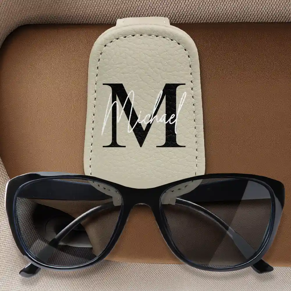 Monogram Name Letter - Personalized Sunglasses Holder For Car Visor