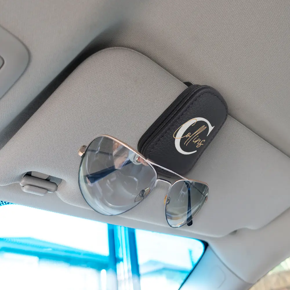 Monogram Name Letter - Personalized Sunglasses Holder For Car Visor - Image 2