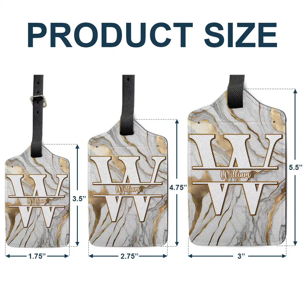 Monogram Name Marble - Personalized Luggage Tag - Image 5