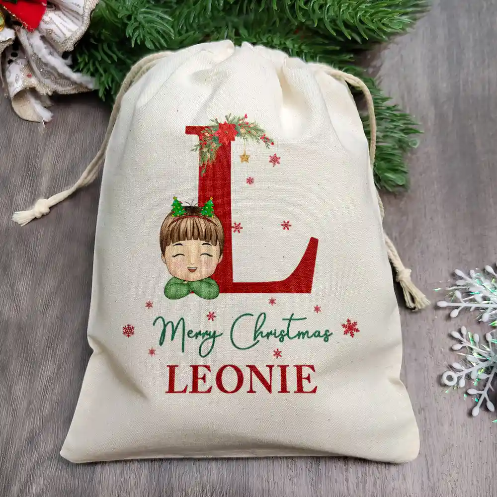 Monogram Name Merry Christmas - Personalized Favor Bag - Image 2