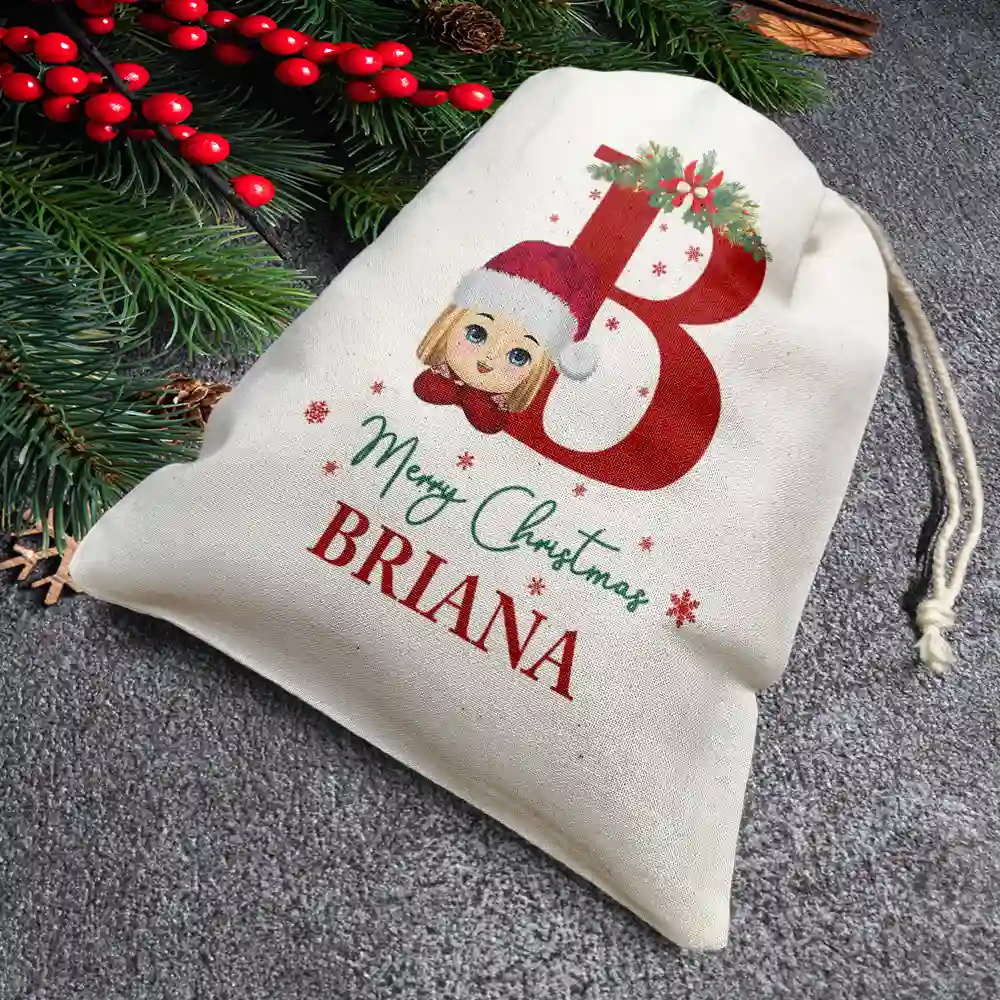 Monogram Name Merry Christmas - Personalized Favor Bag - Image 4