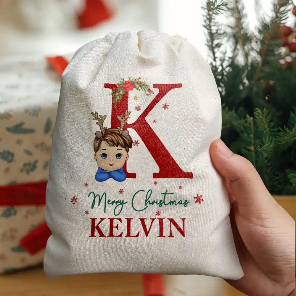 Monogram Name Merry Christmas - Personalized Favor Bag - Image 5