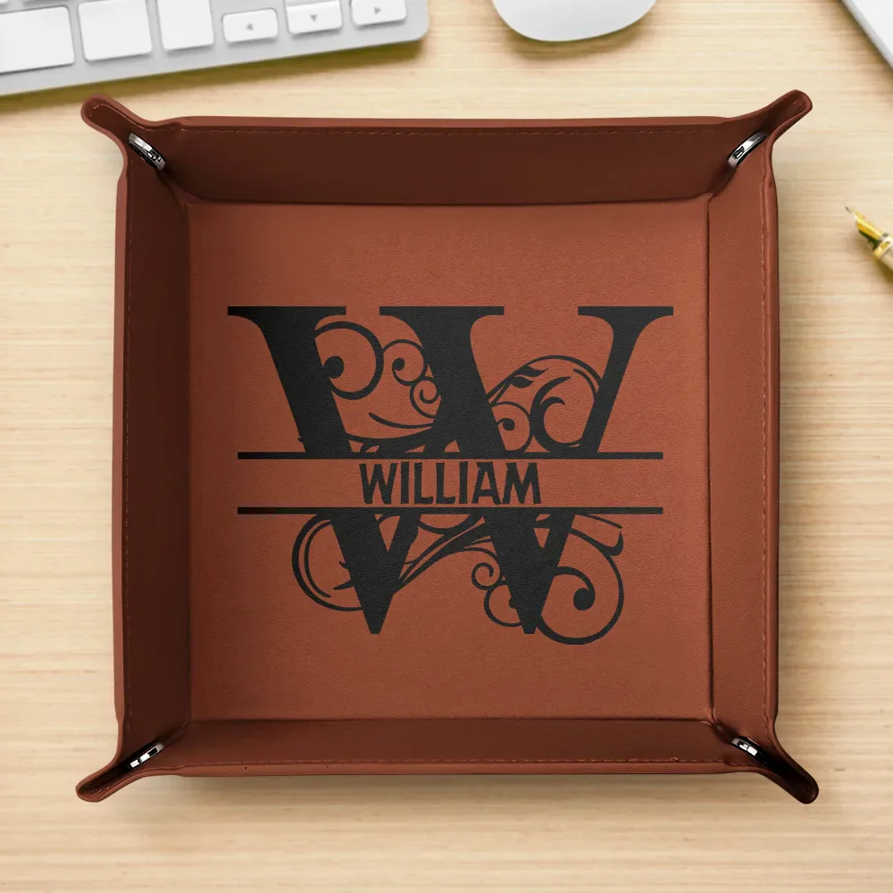 Monogram Name - Personalized Leather Valet Tray