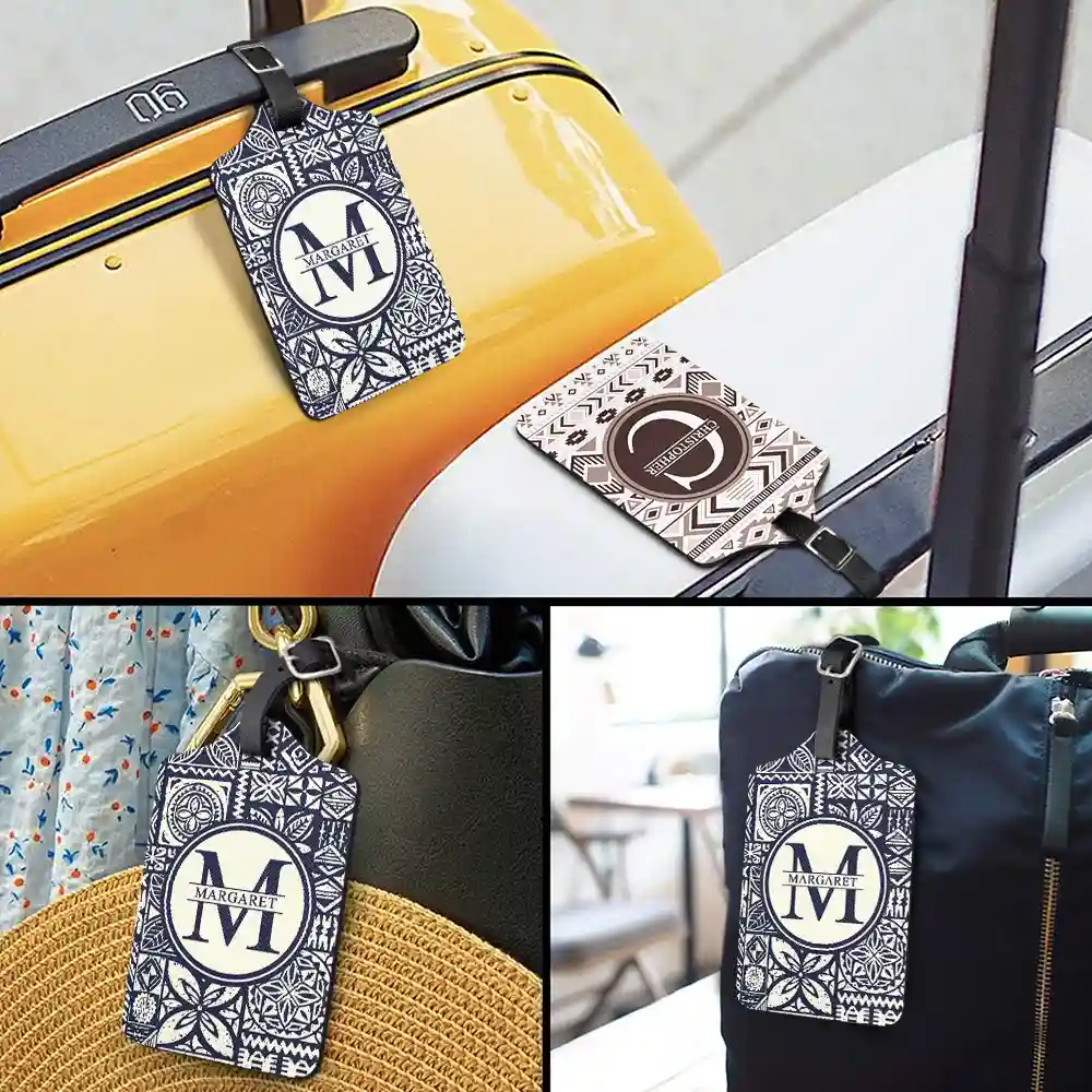 Monogram Name Tribal Pattern - Personalized Luggage Tag - Image 3