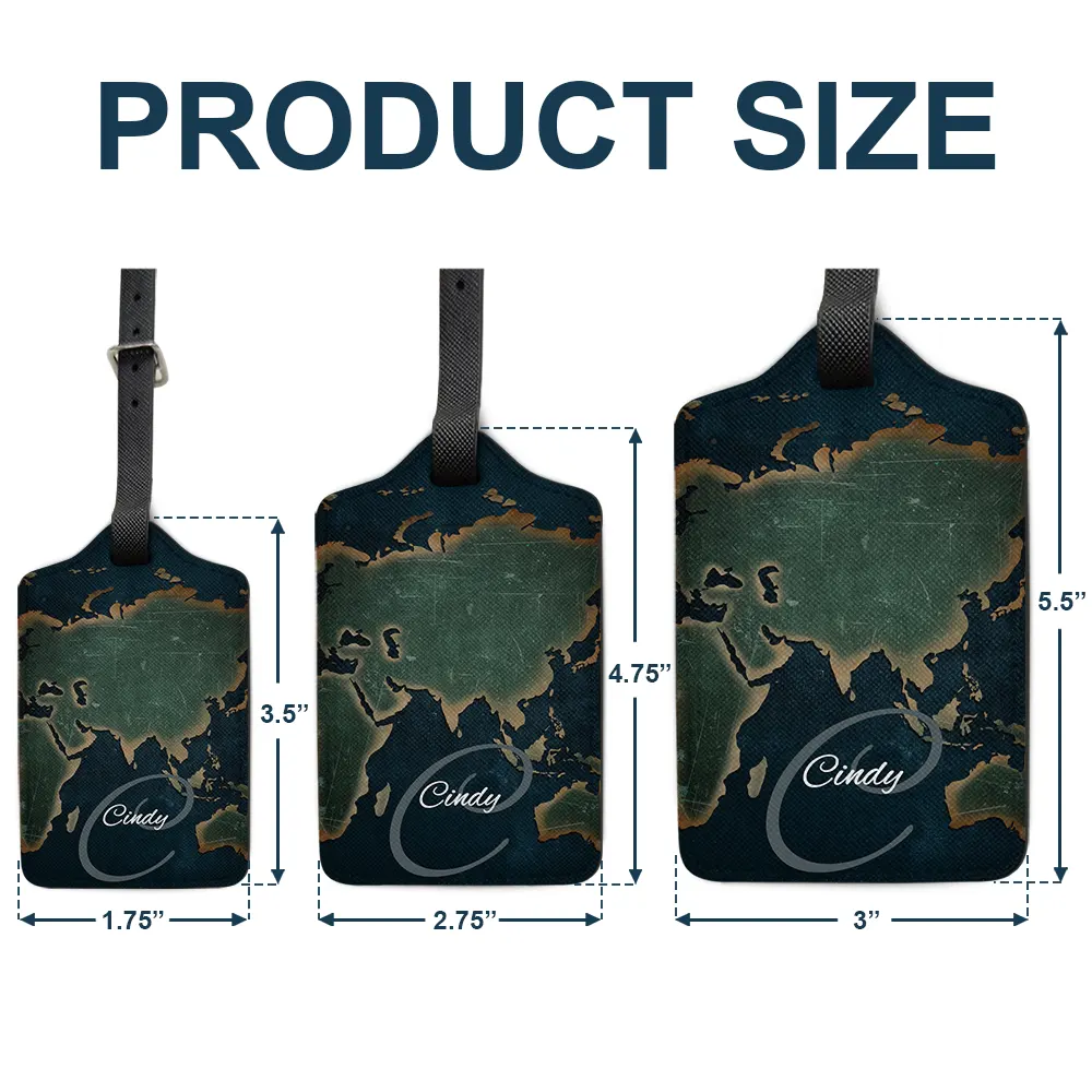 Monogram Name World Map - Personalized Luggage Tag - Image 5