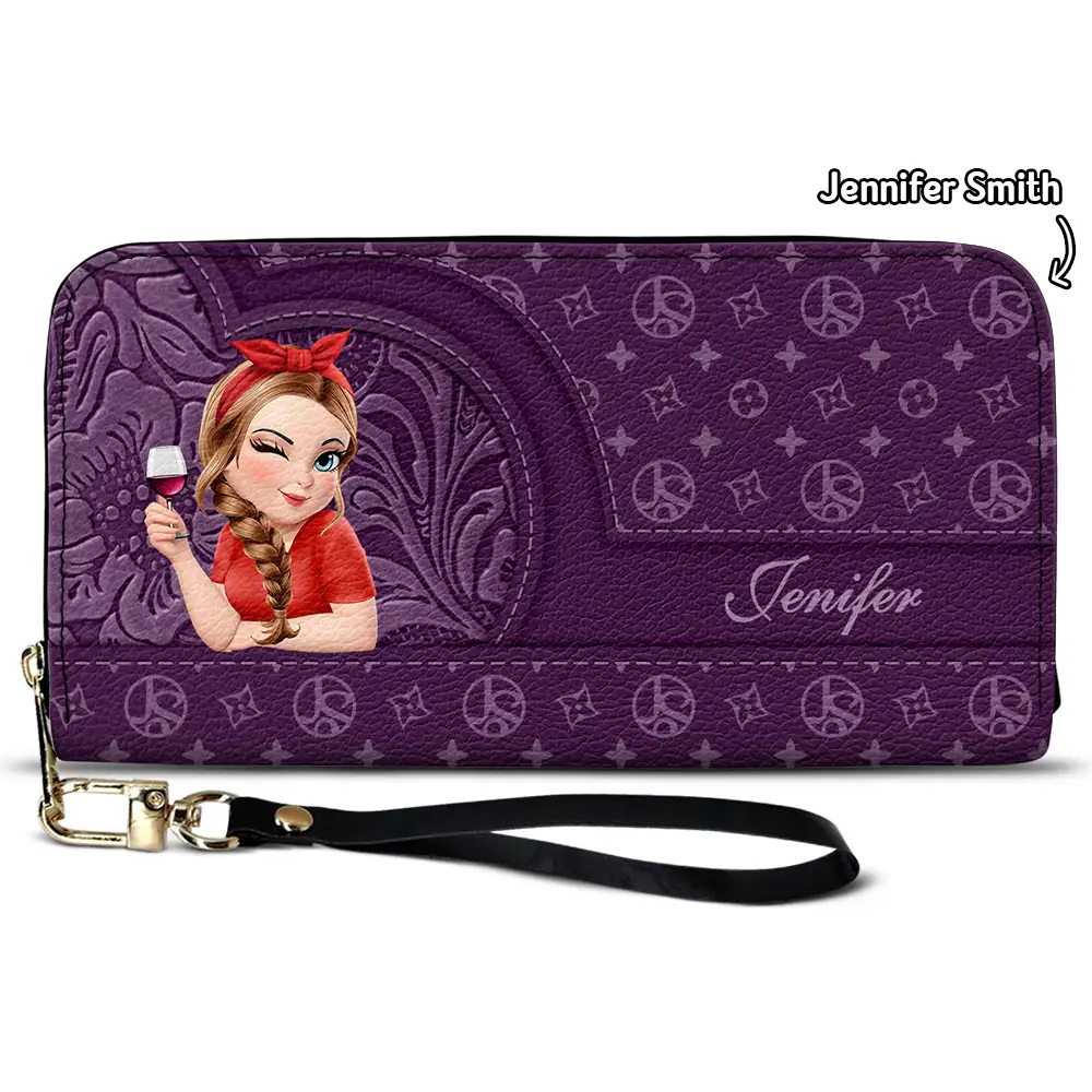 Monogram Simple Style - Personalized Leather Long Wallet