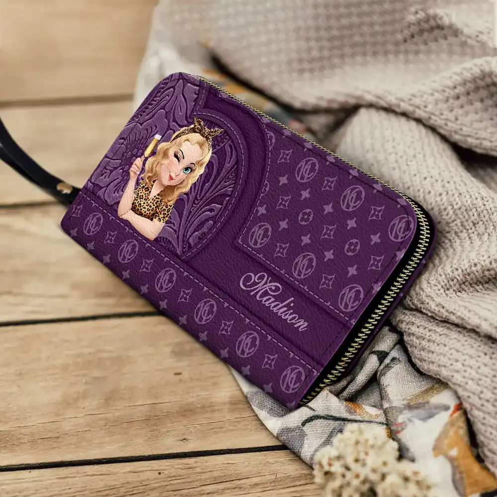 Monogram Simple Style - Personalized Leather Long Wallet - Image 4