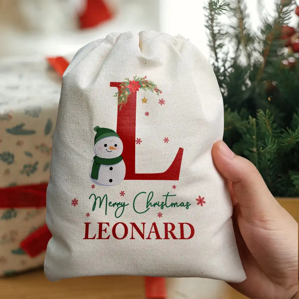 Monogram Snowman Merry Christmas - Personalized Favor Bag - Image 5