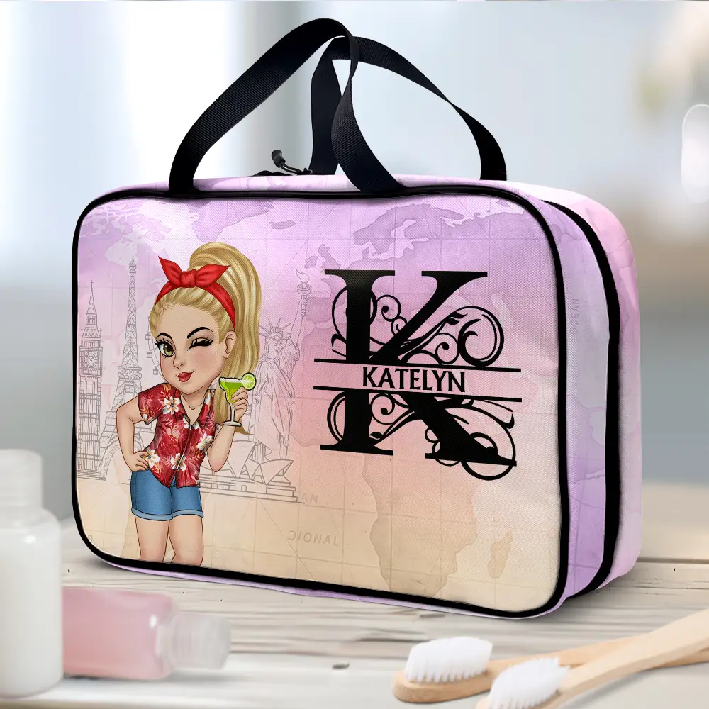 Monogram Travel Lover - Personalized Toiletry Bag - Image 2