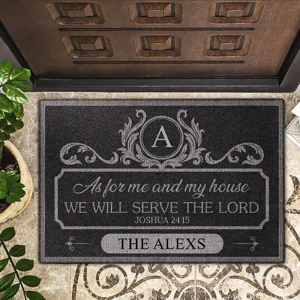 Monogram We Will Serve The Lord - Personalized Doormat - Image 2