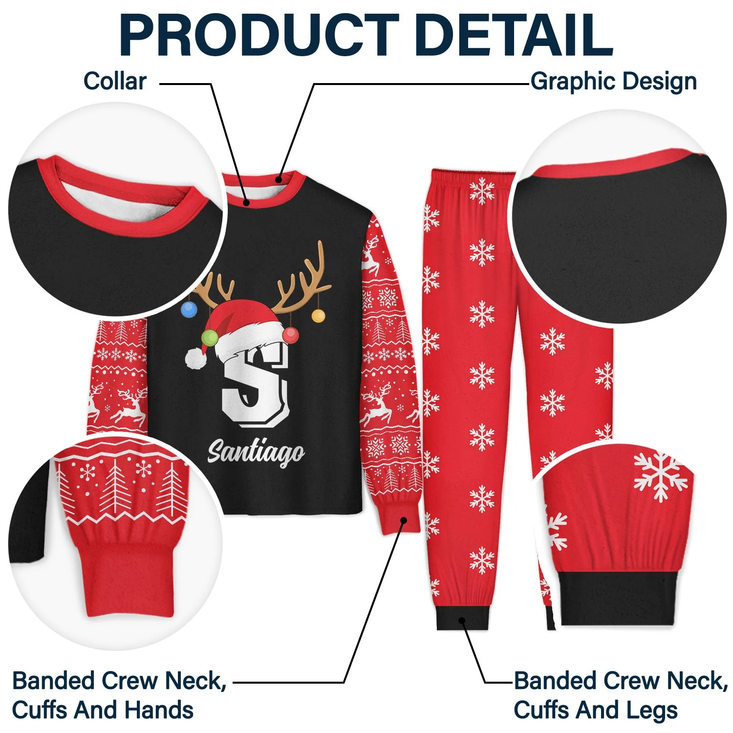 Monogrammed Family - Christmas, Gift For Family - Personalized Unisex Pajamas Set - Image 4