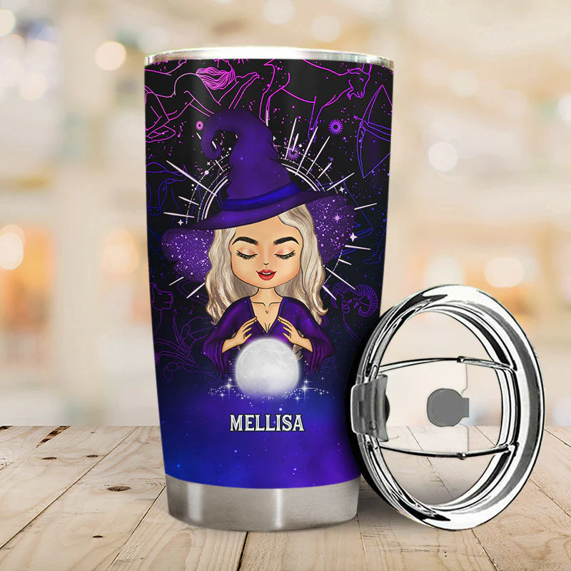 Moon Admiring Kinda Girl Witch - Personalized Custom Tumbler - Image 2