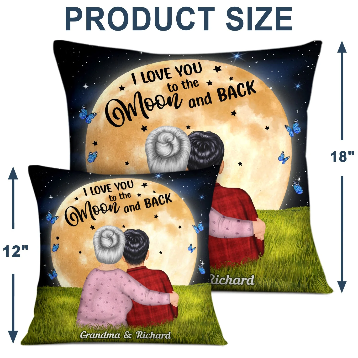 Moon And Back Grass - Gift For Grandma, Mom - Personalized Custom Pillow - Image 4