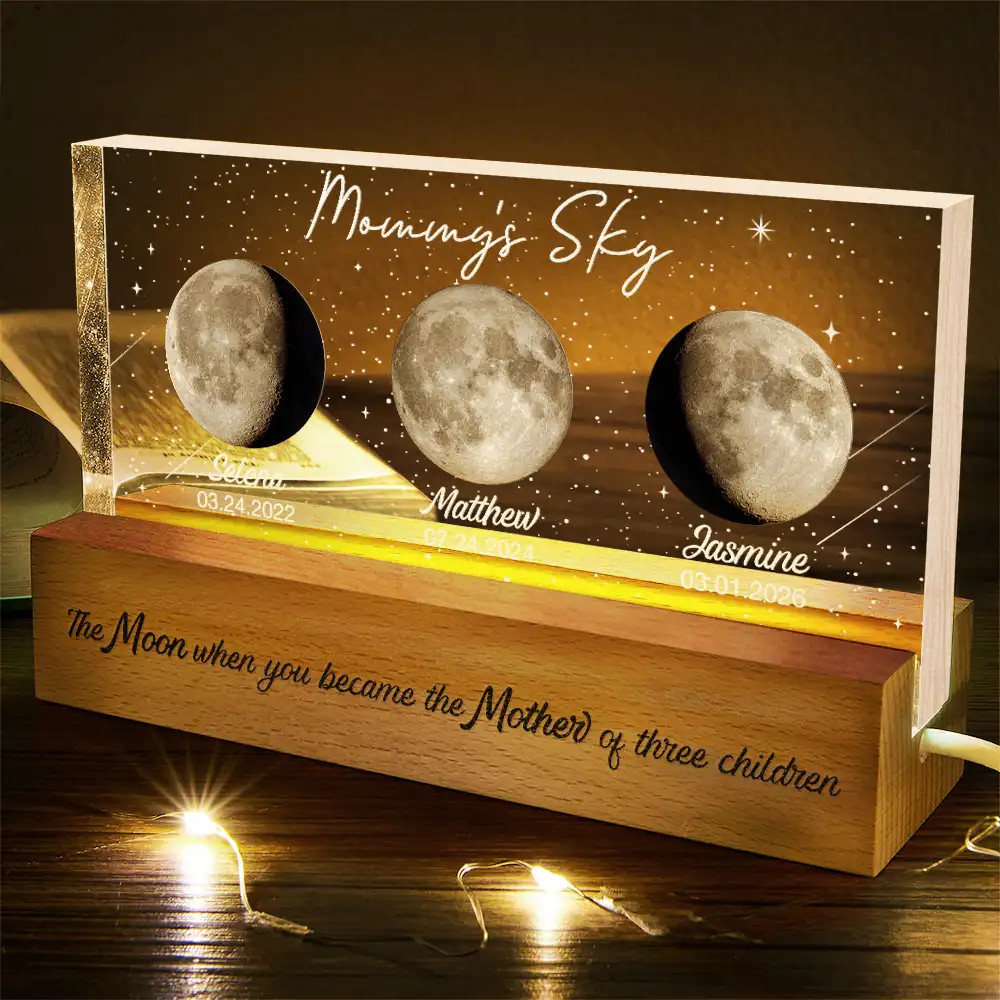 Moon Phase Custom Photo Mom Sky The Moon When You Became A Mother - Personalized Rectangle LED Light - Image 5