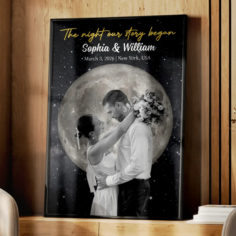 Moon Phase Custom Photo The Night Our Story Began - Personalized Poster - Image 5