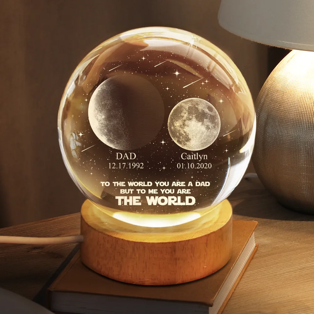Moon Phase I Am Their Father - Personalized Crystal Globe Lamp - Image 2