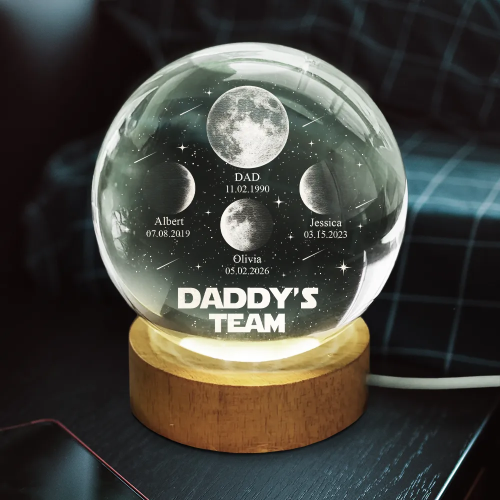 Moon Phase I Am Their Father - Personalized Crystal Globe Lamp - Image 3
