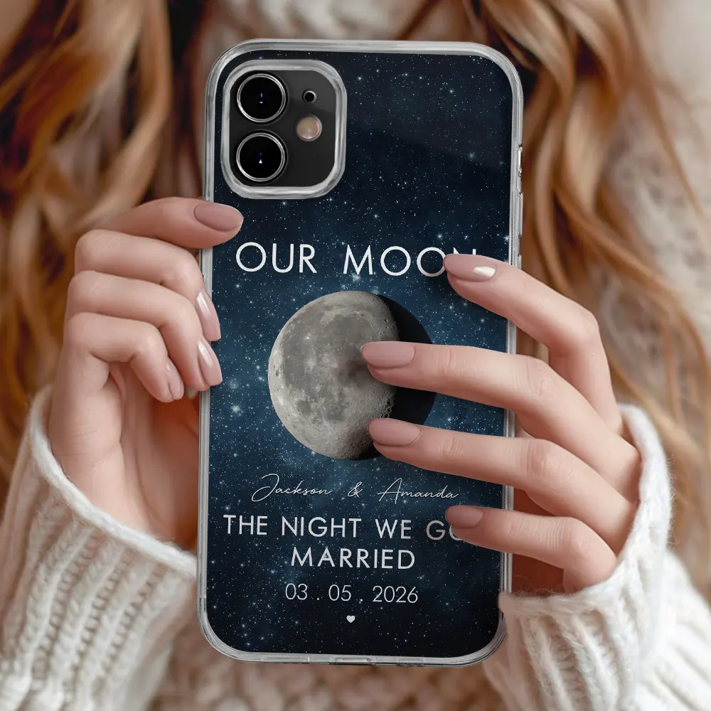 Moon Phase The Beginning Of Our Forever - Personalized Clear Phone Case - Image 2