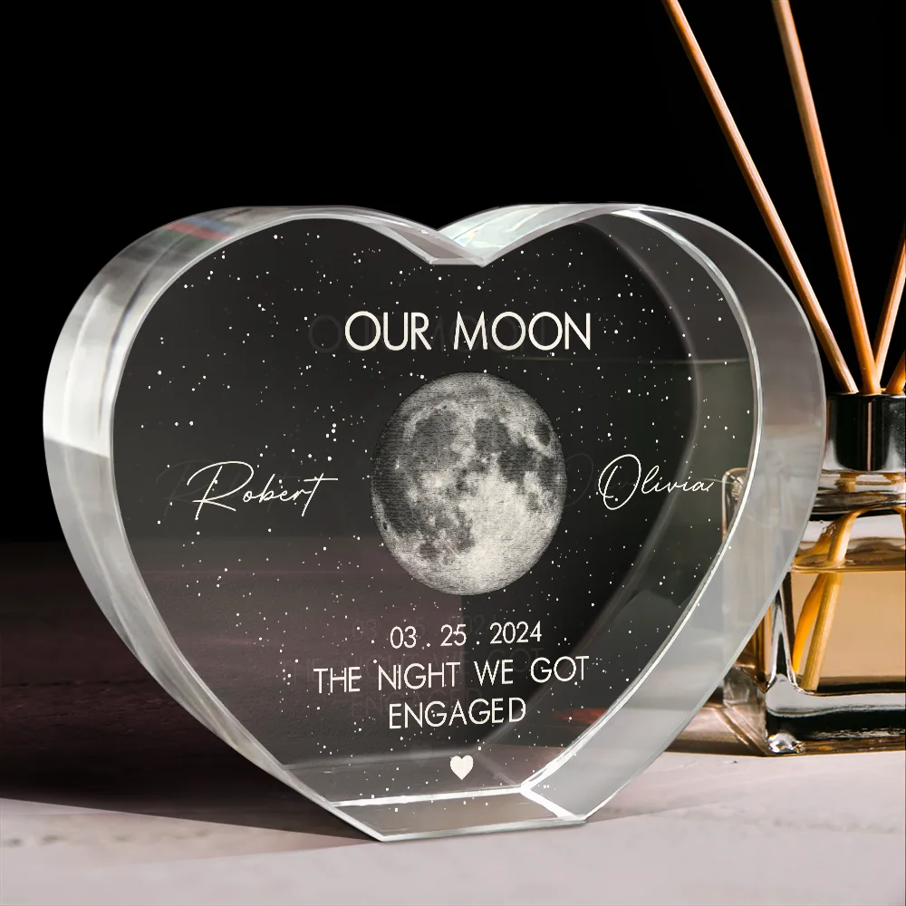 Moon Phase The Beginning Of Our Forever - Personalized Crystal Heart - Image 2