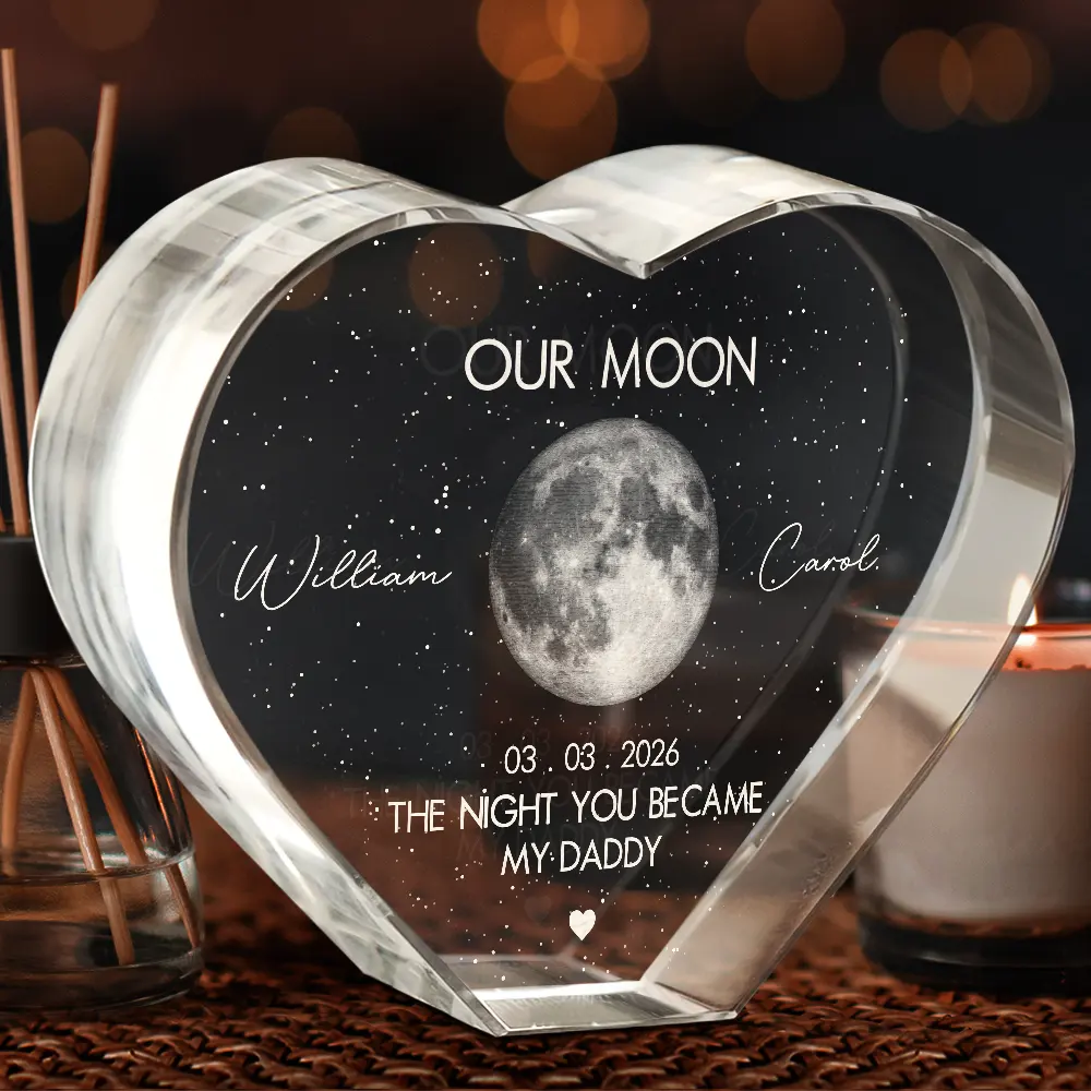 Moon Phase The Beginning Of Our Forever - Personalized Crystal Heart - Image 3