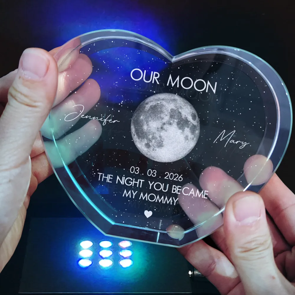Moon Phase The Beginning Of Our Forever - Personalized Crystal Heart - Image 4