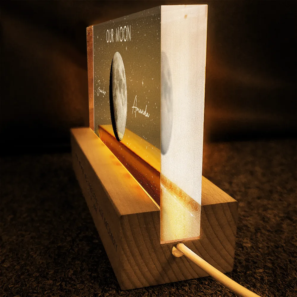 Moon Phase The Beginning Of Our Forever - Personalized Rectangle LED Light - Image 4