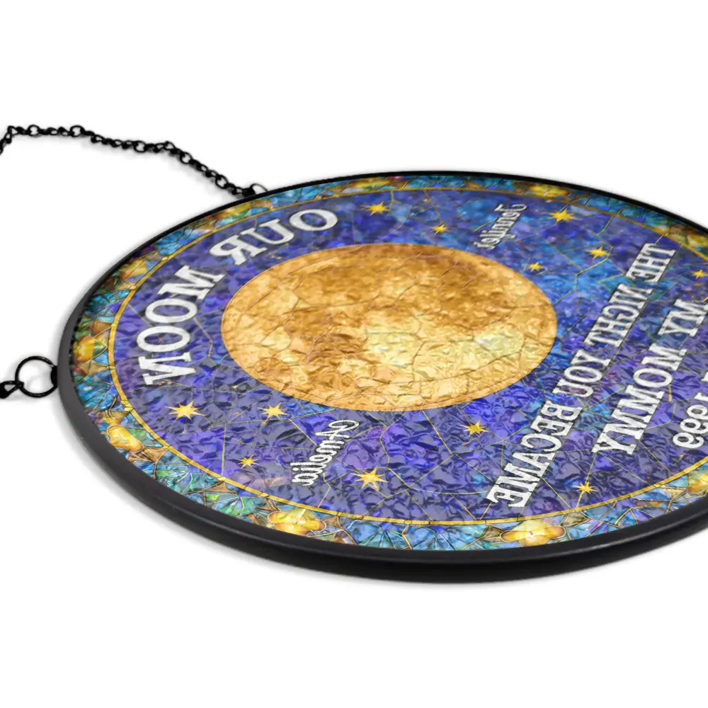 Moon Phase The Beginning Of Our Forever - Personalized Stained Glass Window Hanging Suncatcher - Image 5