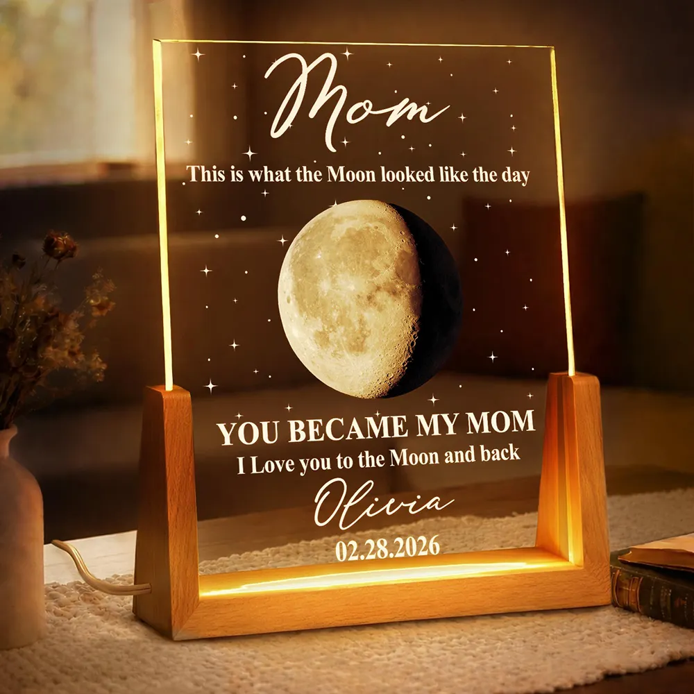 Moon Phase The Moon The Day You Became My Mom - Personalized Night Light - Image 2