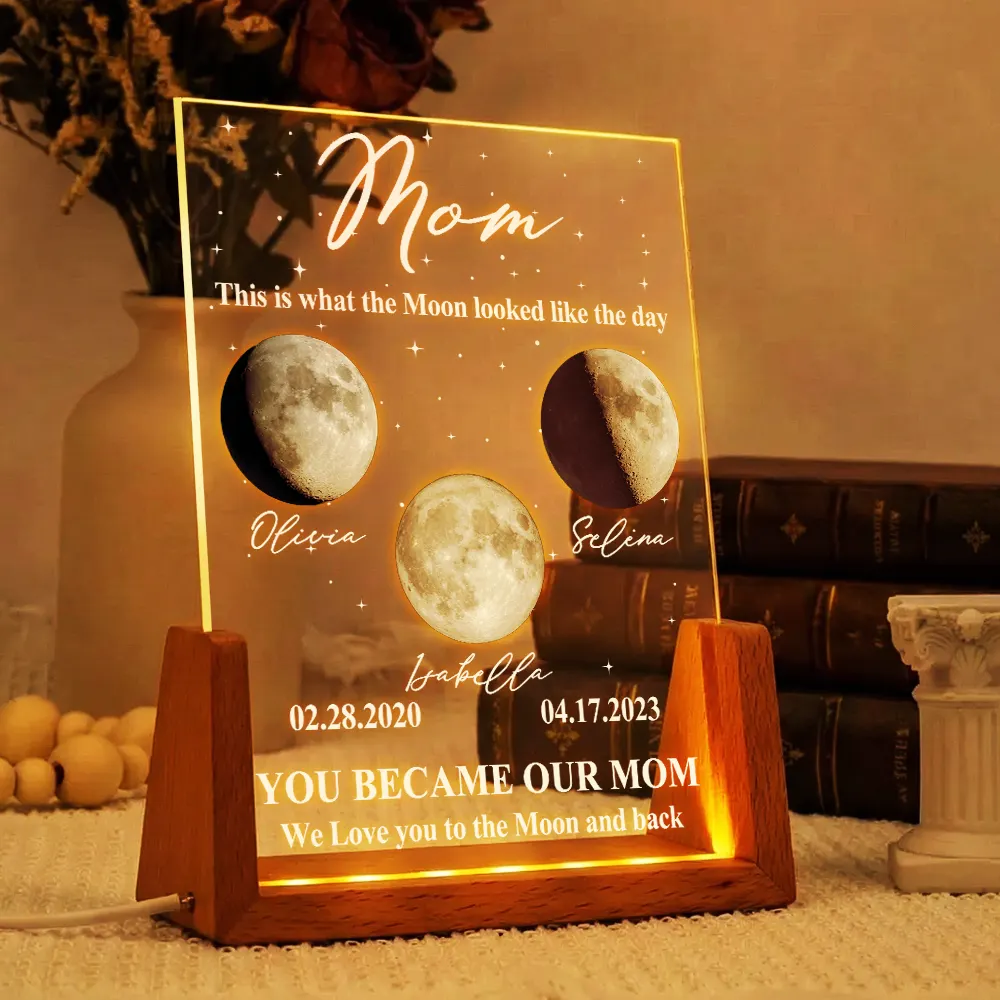 Moon Phase The Moon The Day You Became My Mom - Personalized Night Light - Image 5