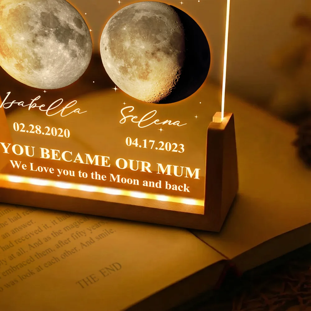 Moon Phase The Moon The Day You Became My Mom - Personalized Night Light - Image 6