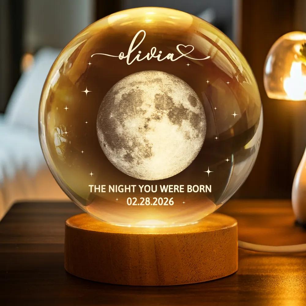 Moon Phase The Night You Were Born - Personalized Crystal Globe Lamp