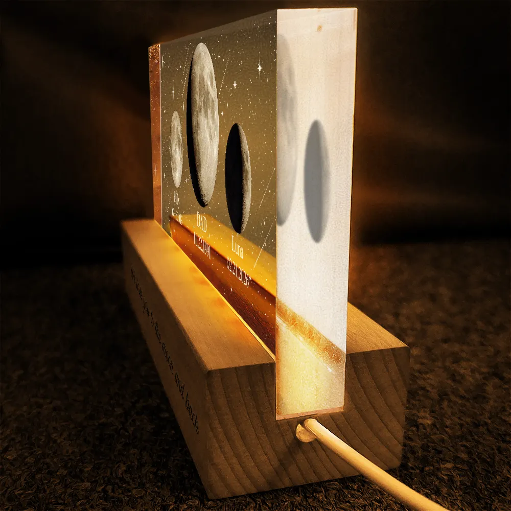 Moon Phase We Love You To The Moon And Back - Personalized Rectangle LED Light - Image 4
