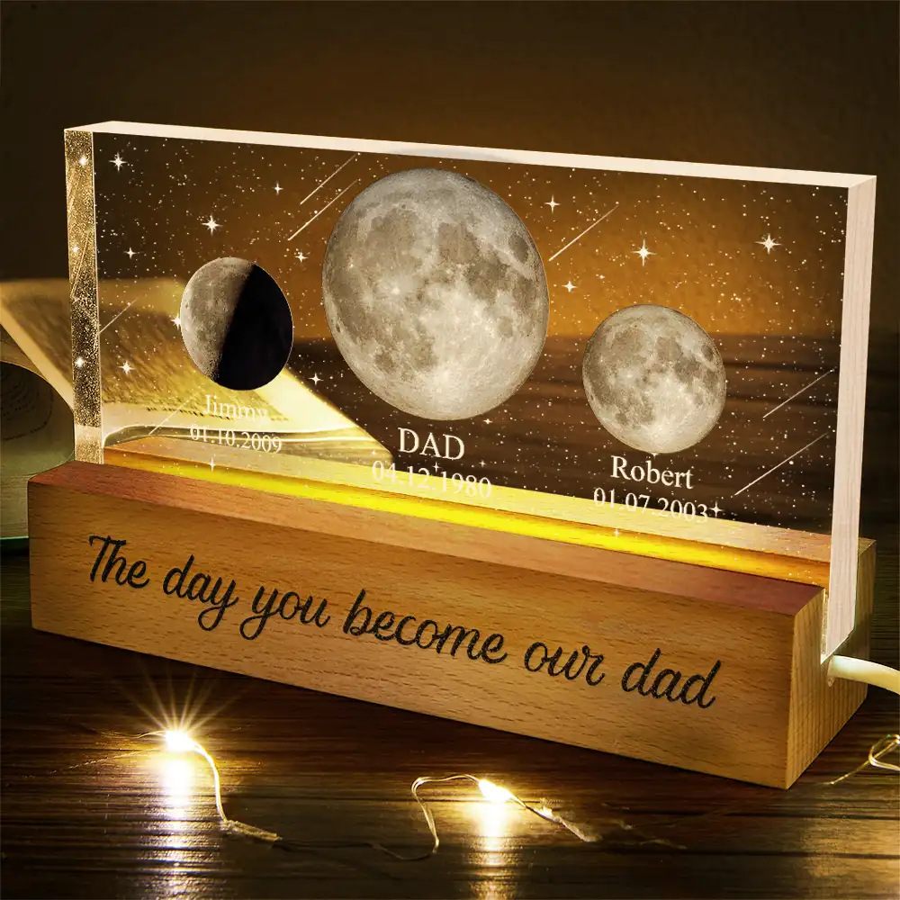 Moon Phase We Love You To The Moon And Back - Personalized Rectangle LED Light - Image 5